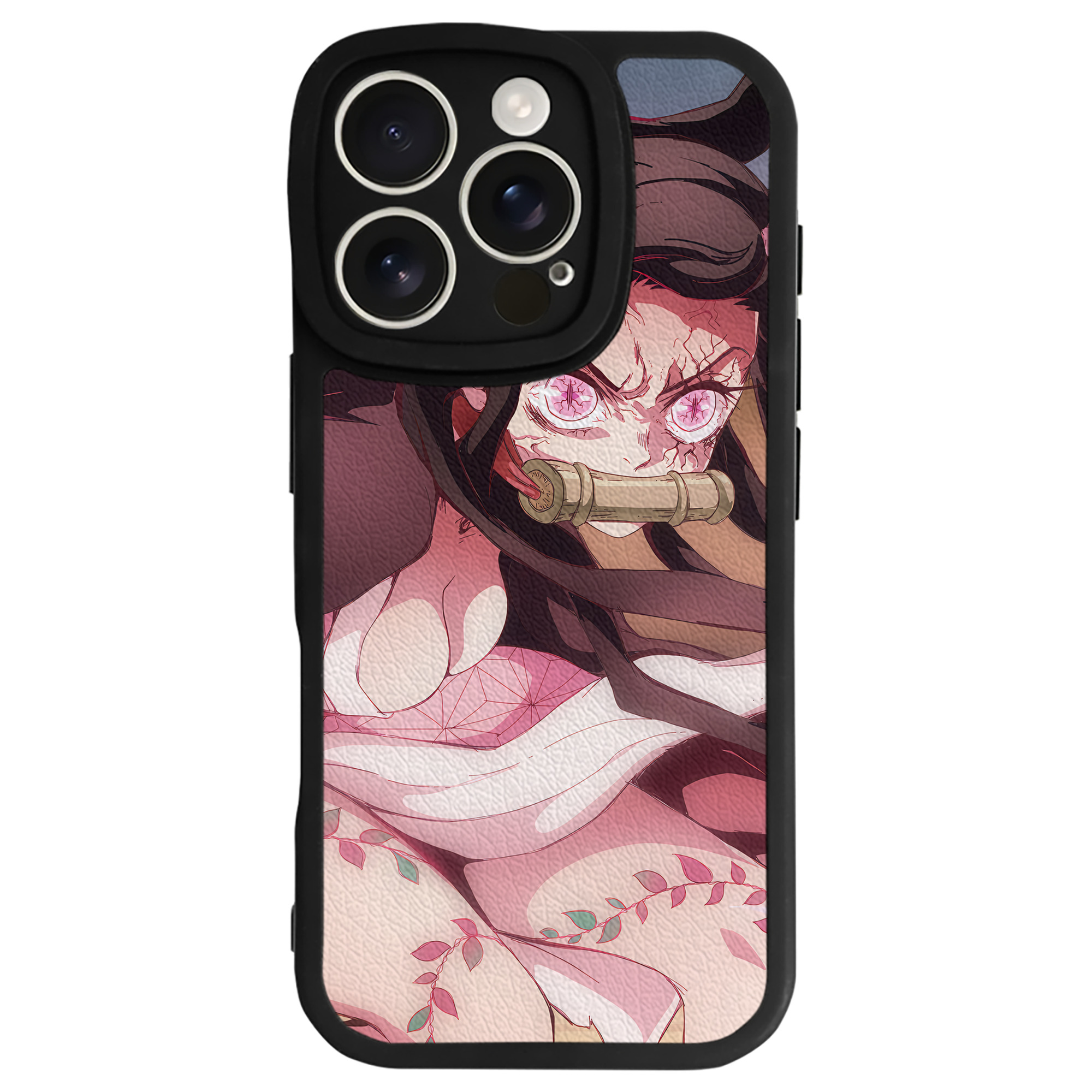 （画像用） 鬼滅の刃（きめつのやいば）竈門 禰󠄀豆子／かまど ねずこ Kamado Nezuko 【iPhone 16シリーズ対応】シリコンスマホケース（レザー調） 材質：シリコン